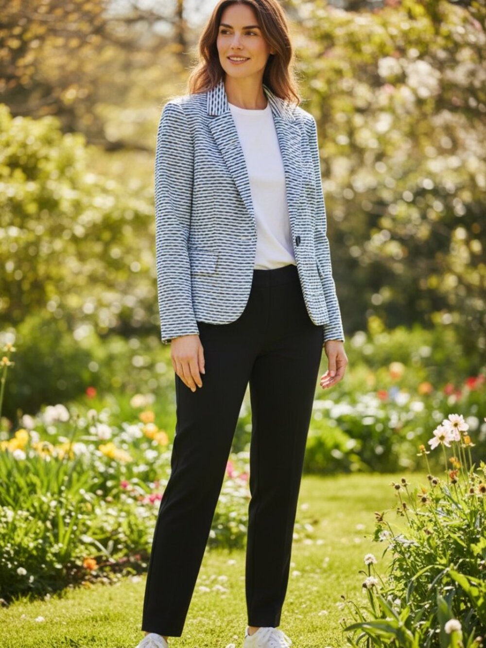 Evan Picone Versatile Stripe Jacket (Size 10)